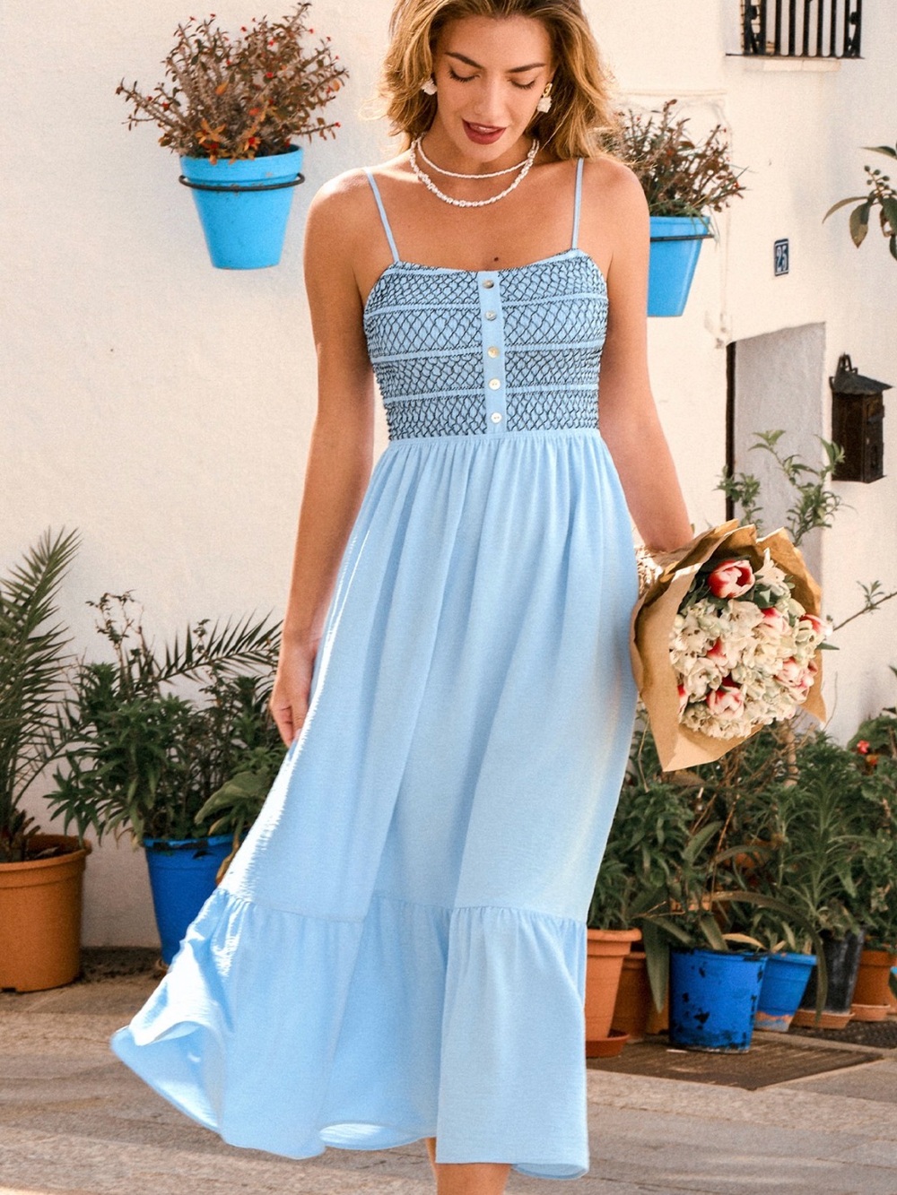 Cupshe Light Blue Boat Life Maxi Dress